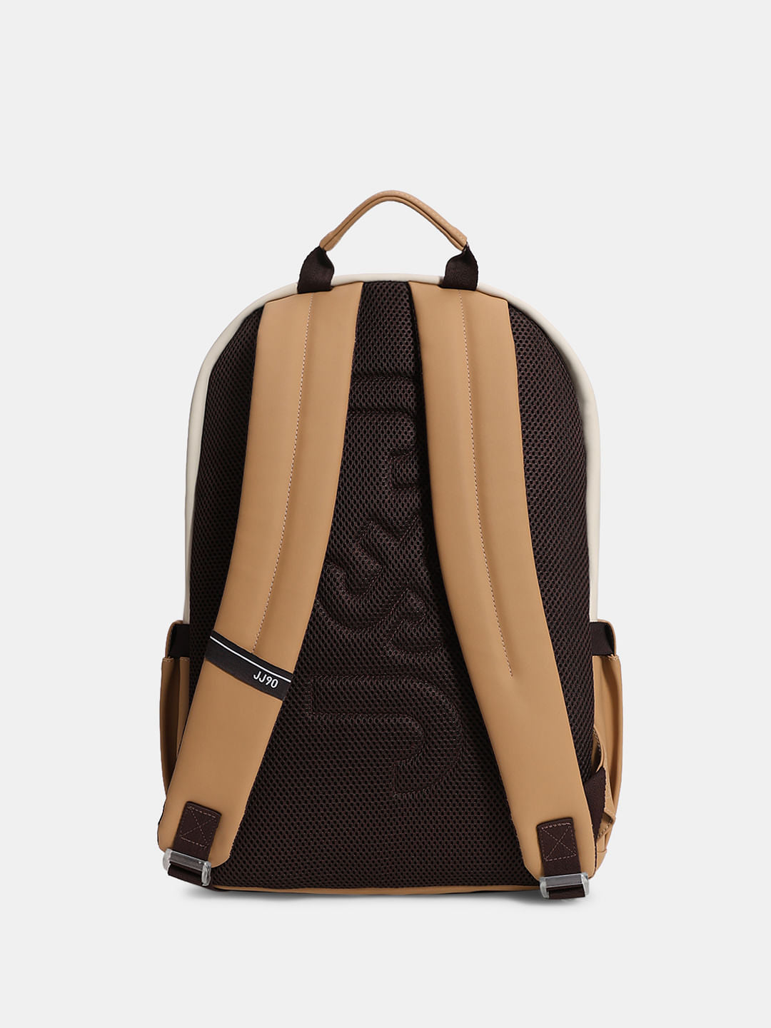 Beige Colourblocked Backpack