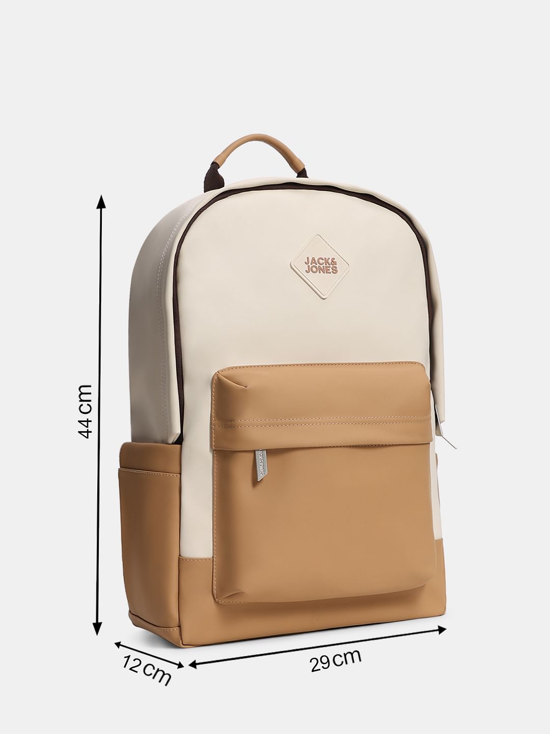 Beige Colourblocked Backpack