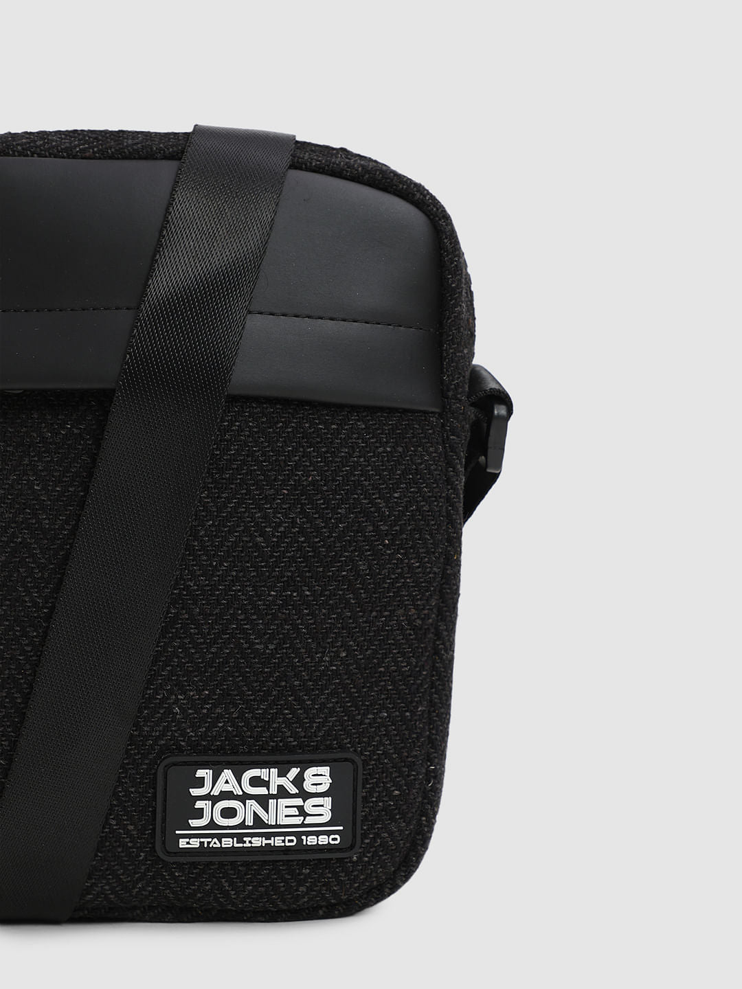 Black Herringbone Sling Bag