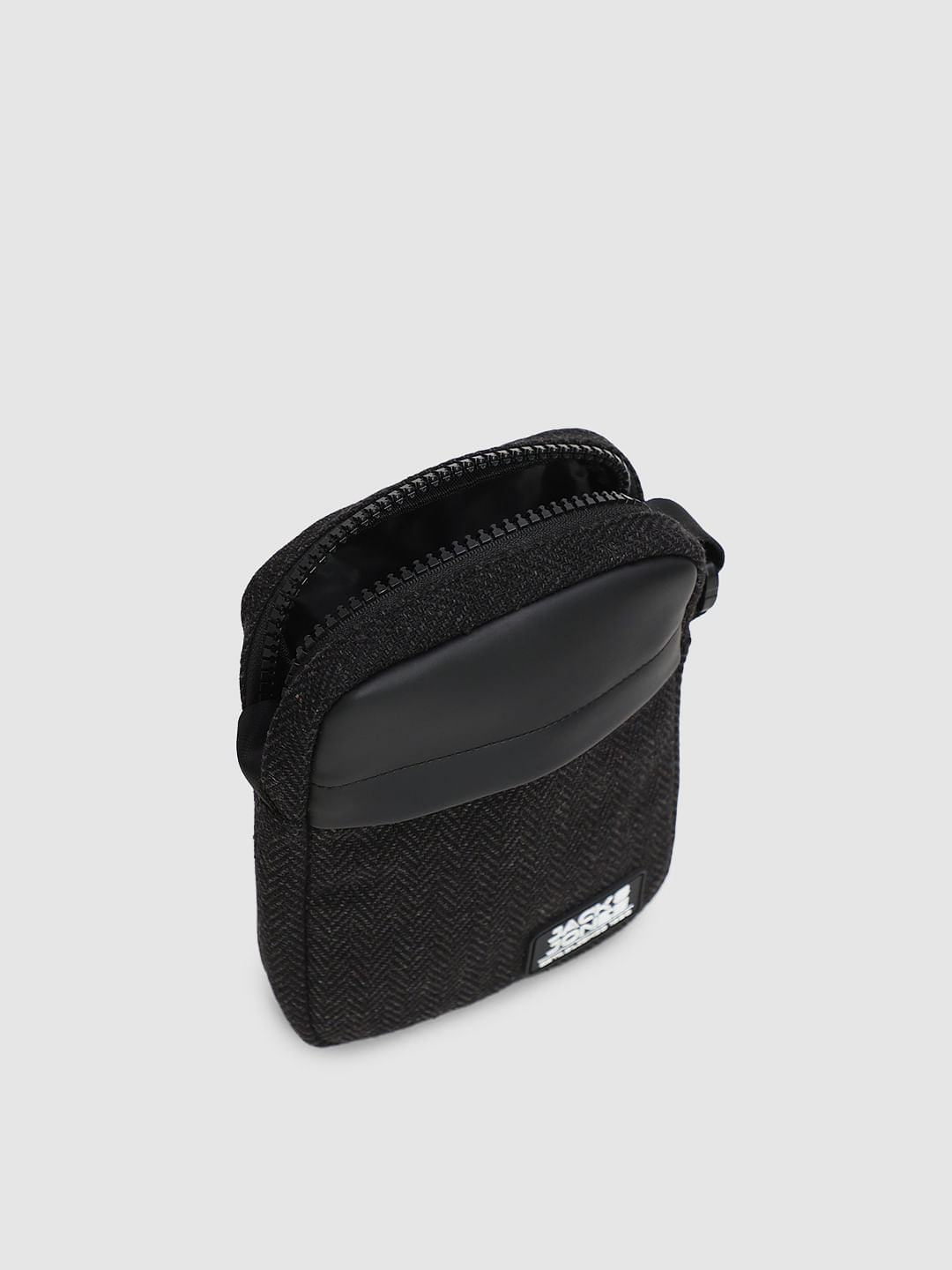 Black Herringbone Sling Bag