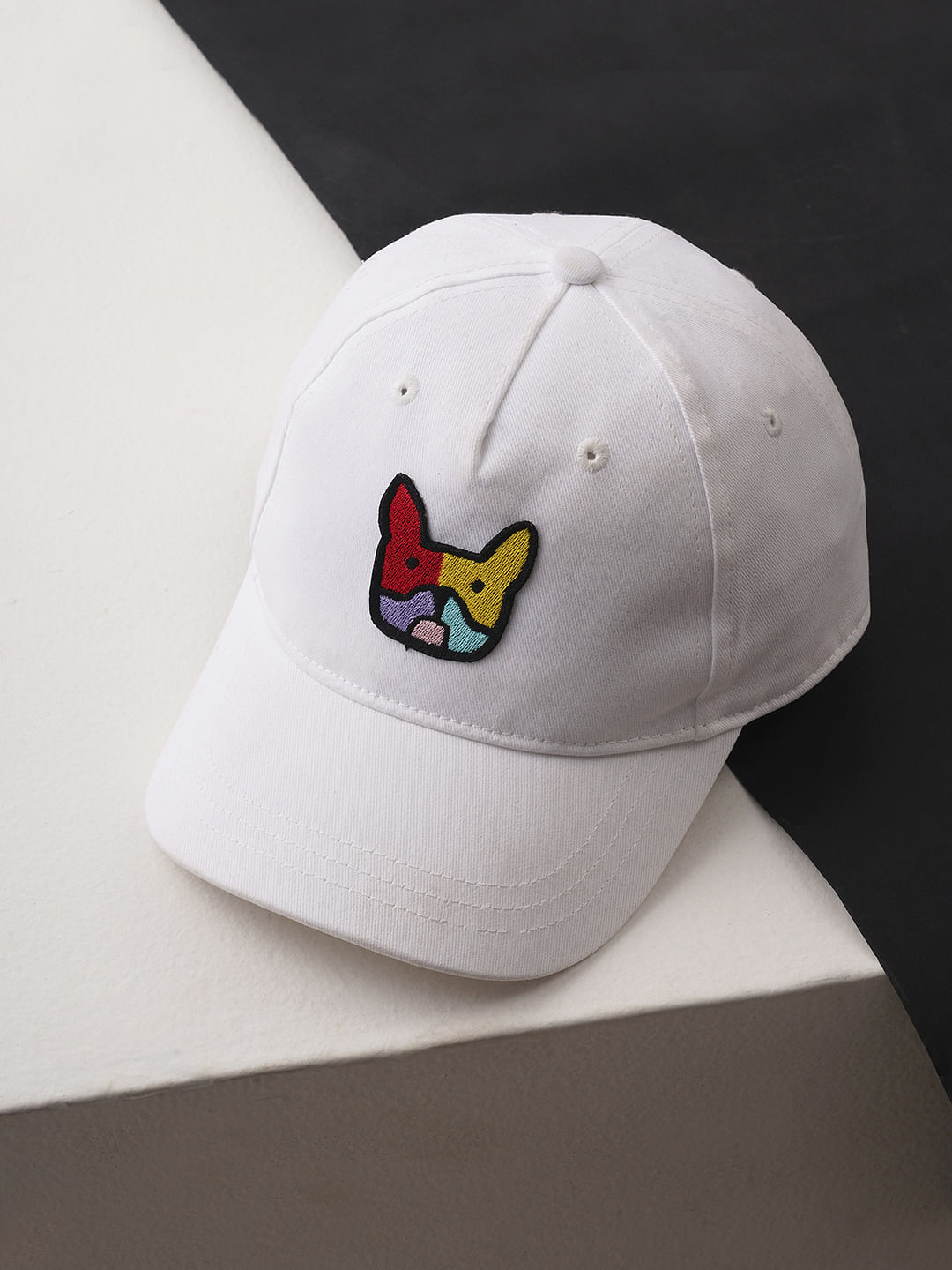 Boys White Printed Cotton Cap