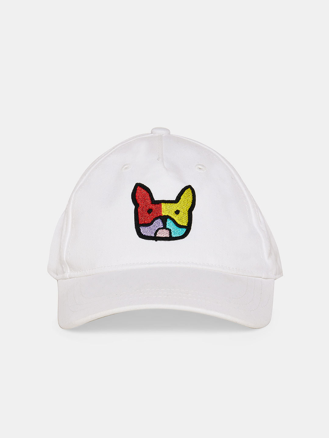 Boys White Printed Cotton Cap