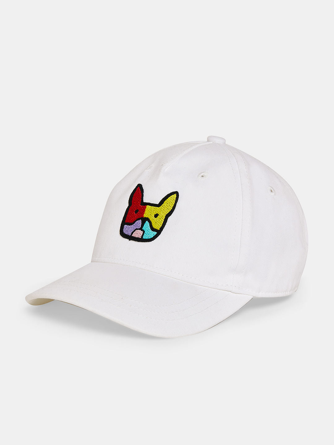 Boys White Printed Cotton Cap