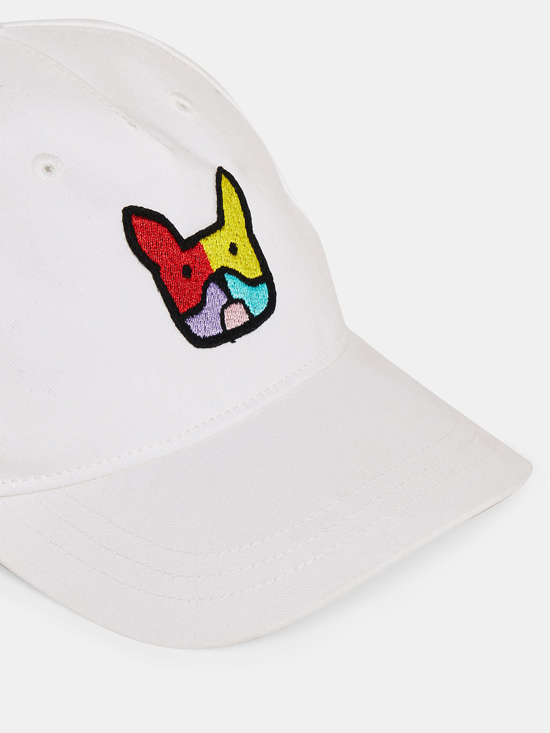 Boys White Printed Cotton Cap