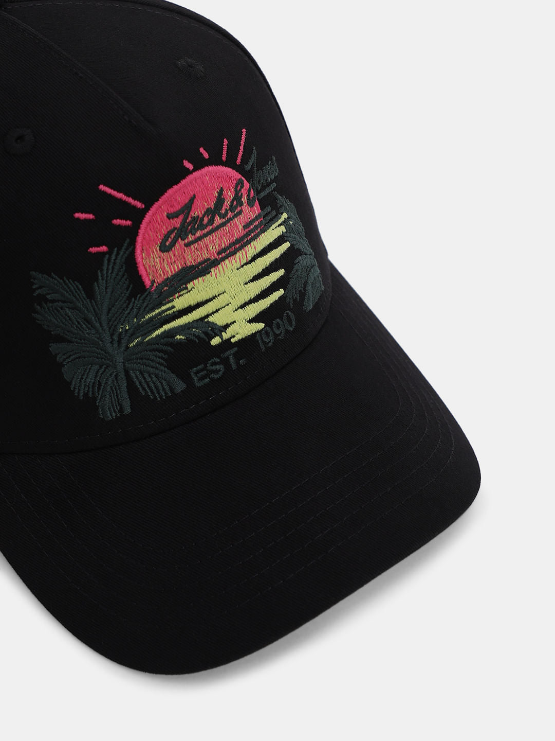 Black Embroidered Baseball Cap