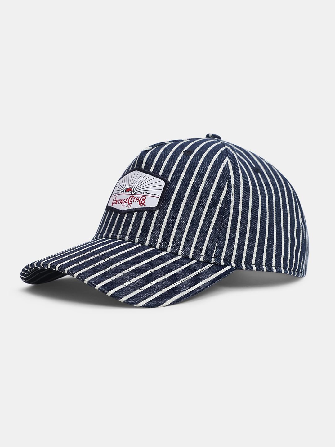 Dark Blue Denim Striped Cap
