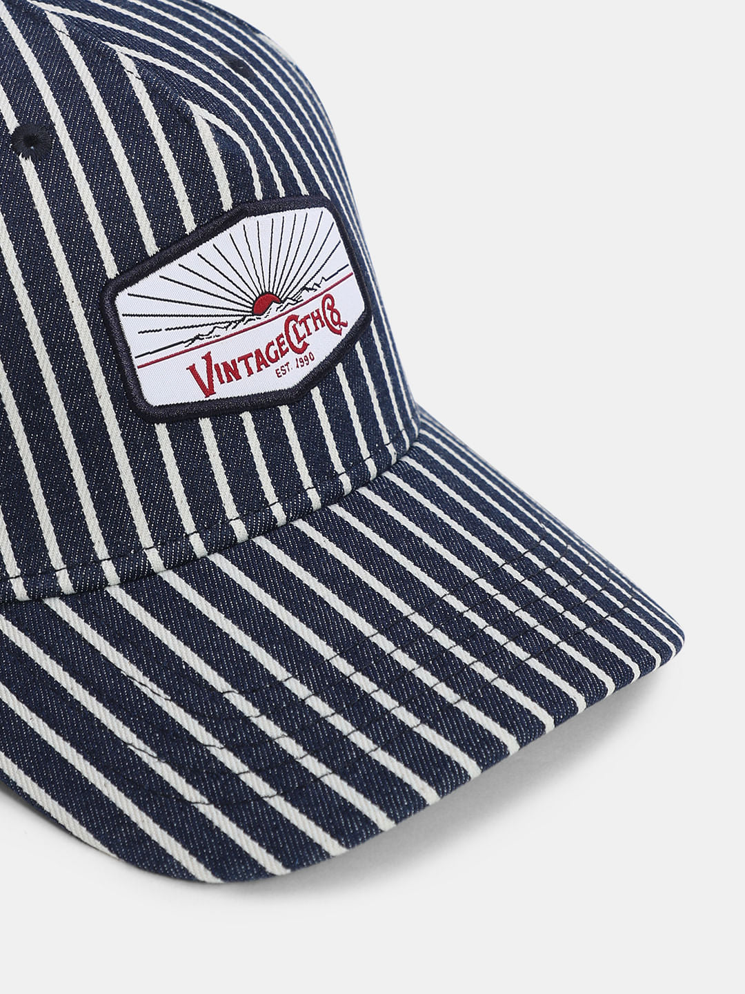 Dark Blue Denim Striped Cap
