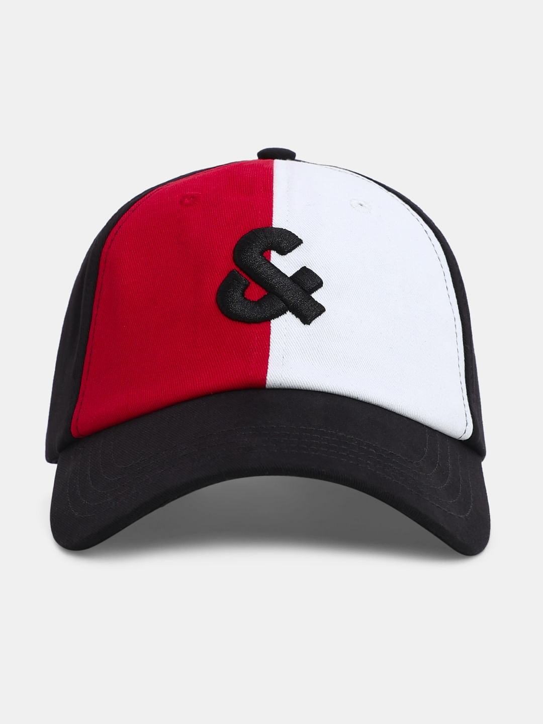 Black Colourblocked Baseball Cap
