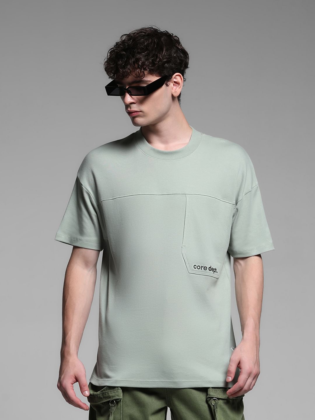 GREEN CREW NECK T-SHIRT