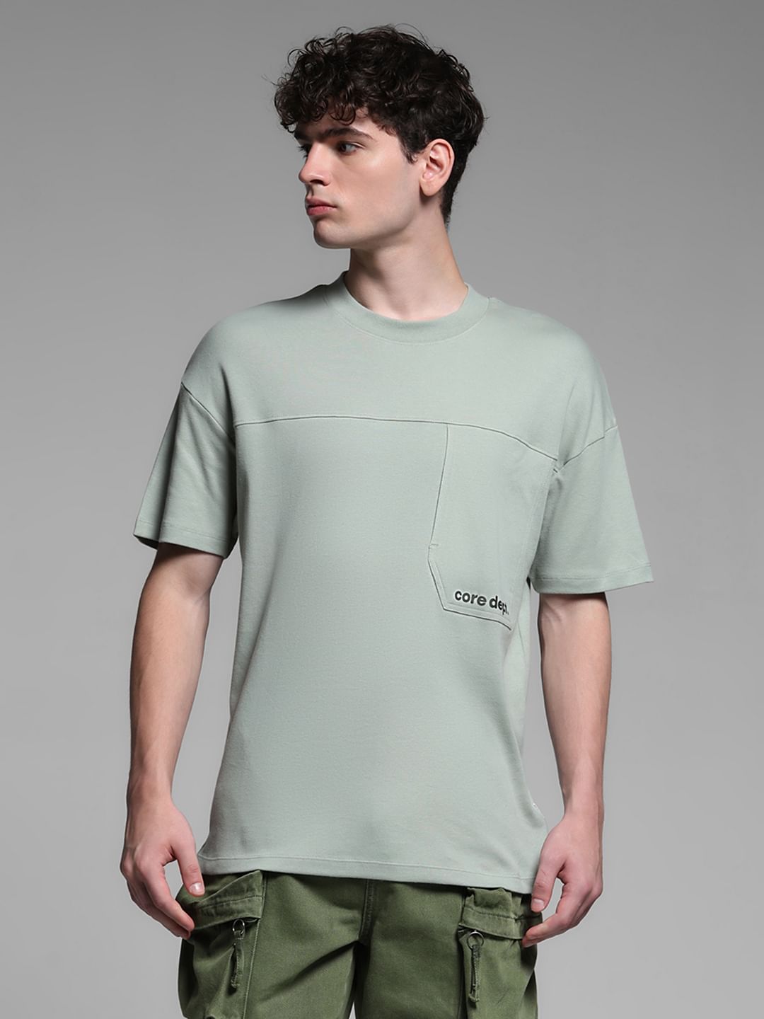 GREEN CREW NECK T-SHIRT