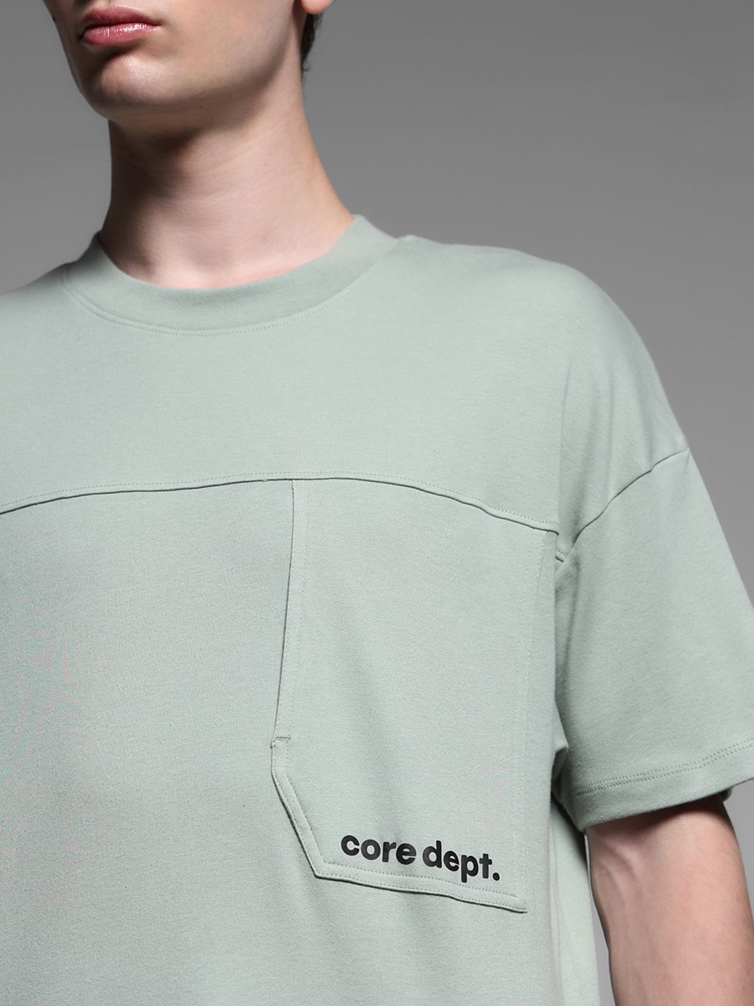 GREEN CREW NECK T-SHIRT