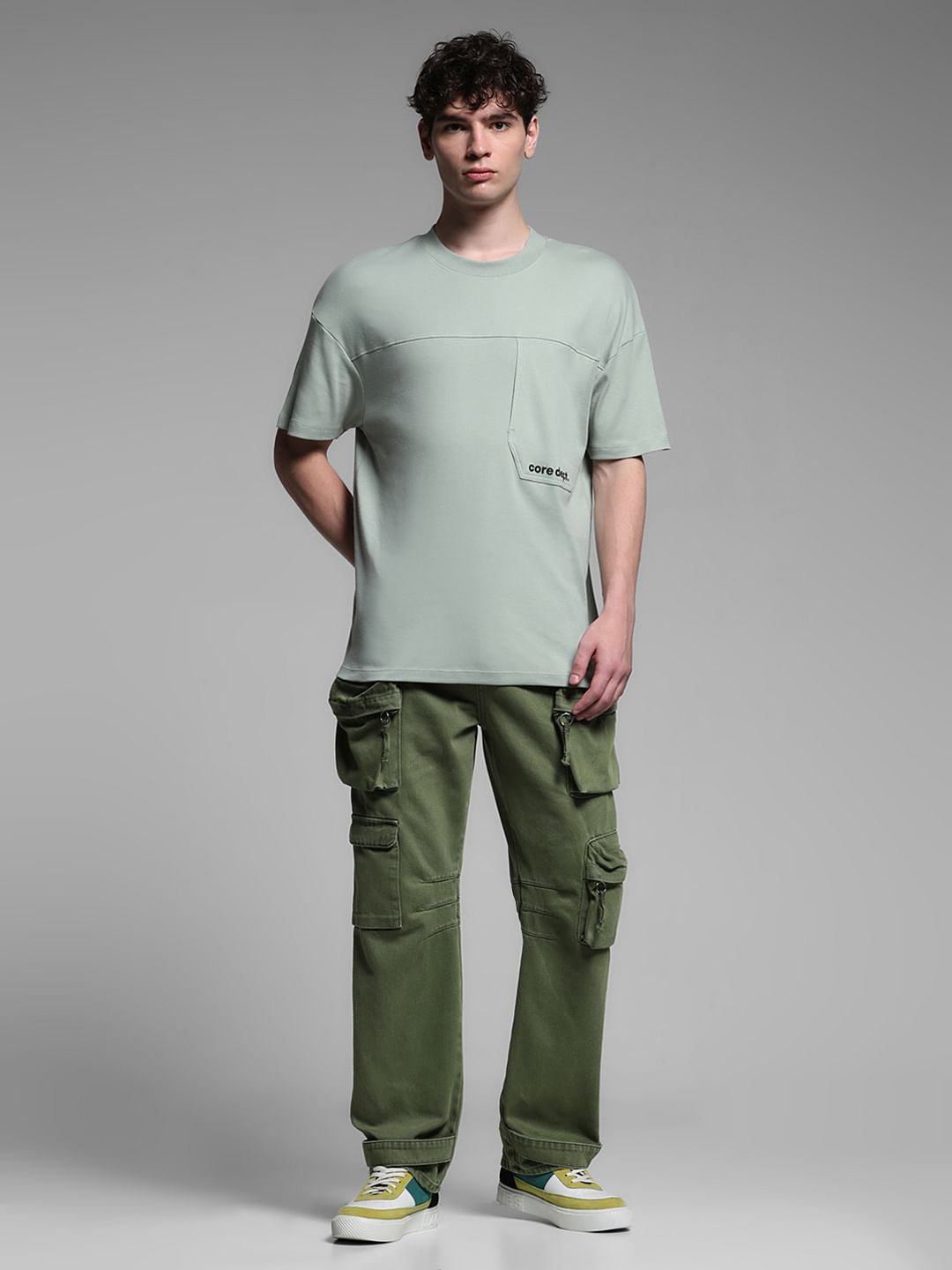 GREEN CREW NECK T-SHIRT