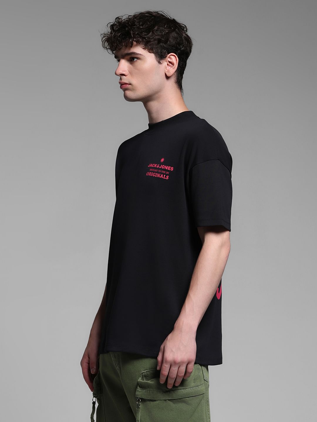 BLACK LOGO PRINT T-SHIRT