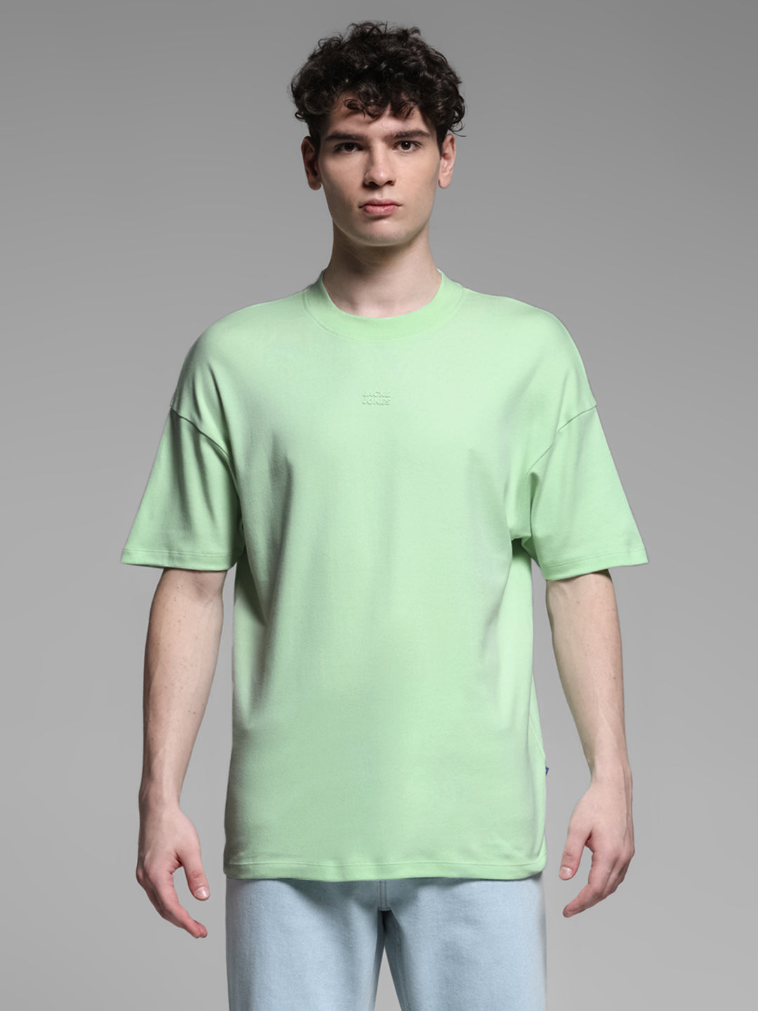 Men's Green Cotton Oversized Graphic Crew Neck T-Shirt