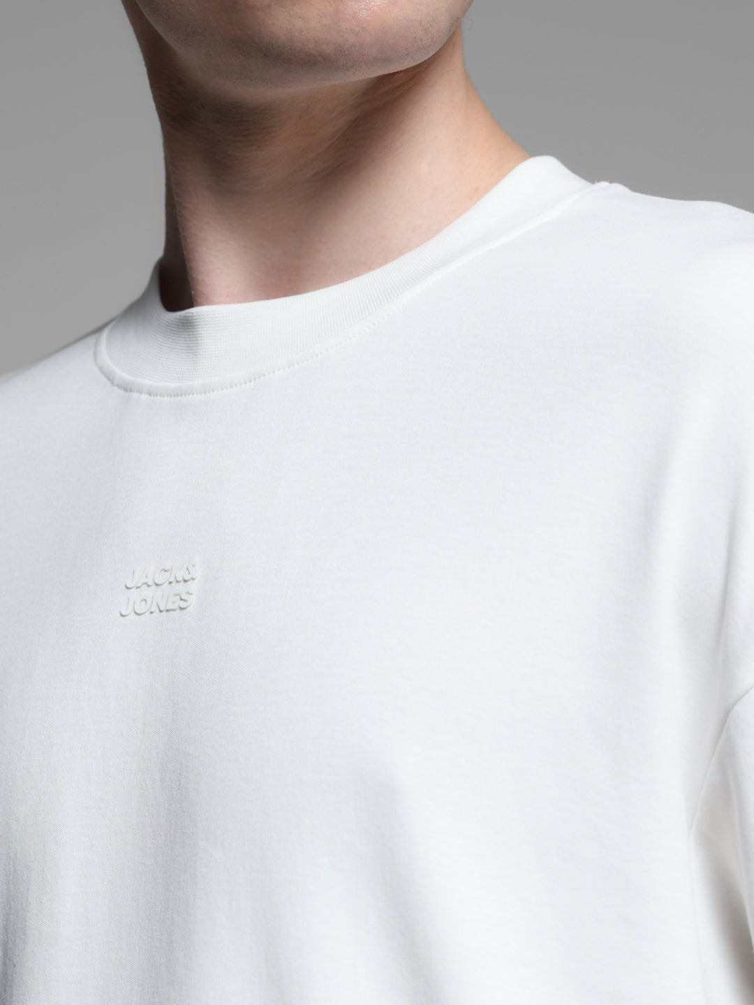 White Printed Oversized Crew Neck T-shirt