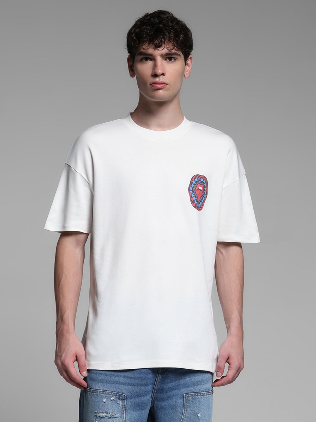 WHITE PRINTED T-SHIRT