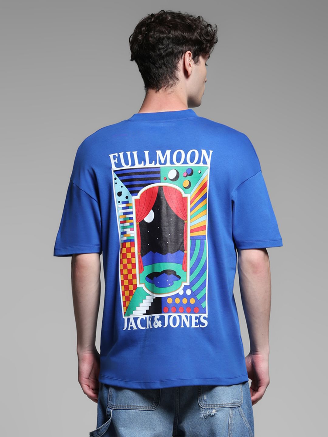 Blue Cotton Crew Neck T-shirt