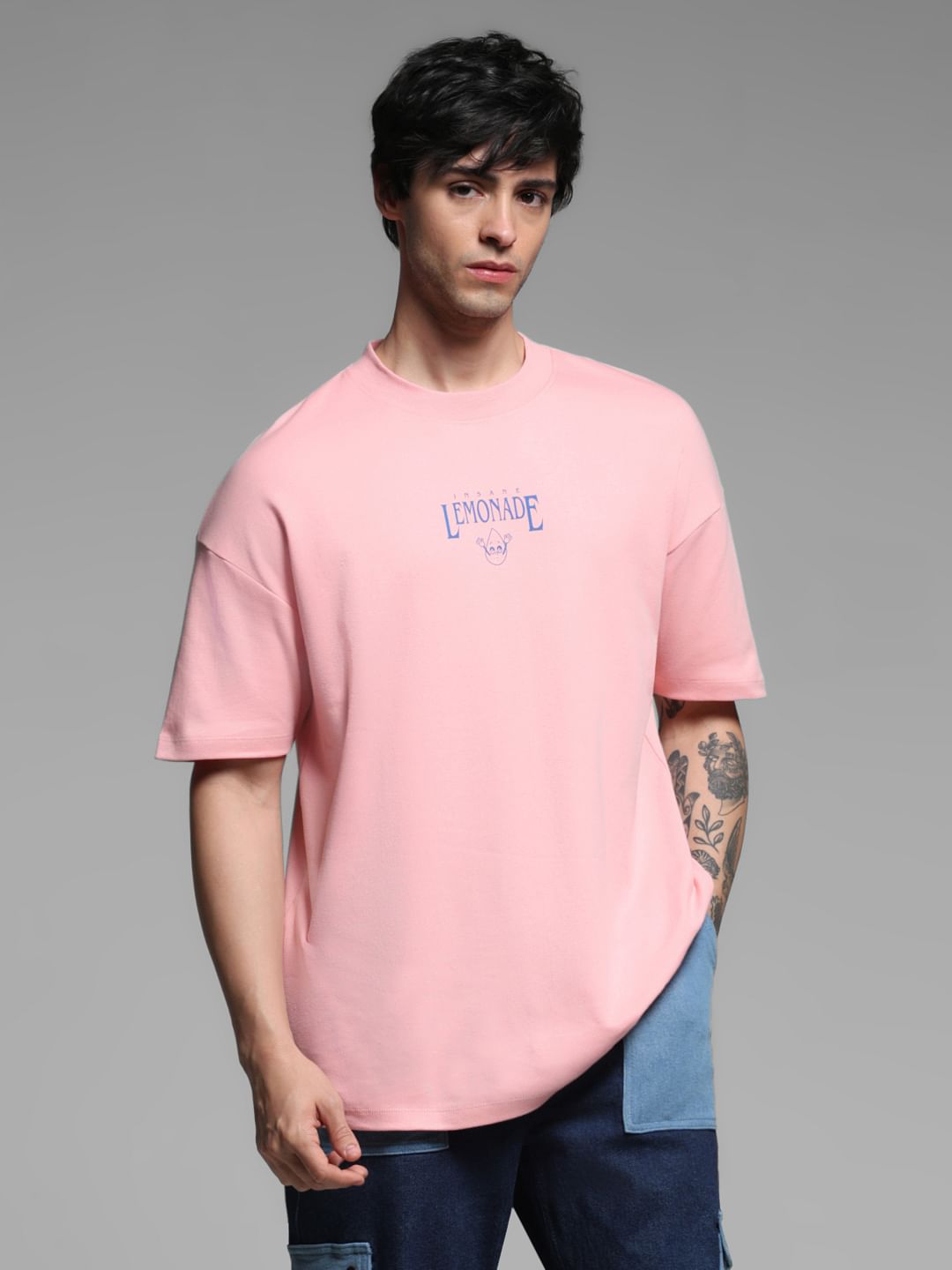 Pink Cotton Oversized T-shirt