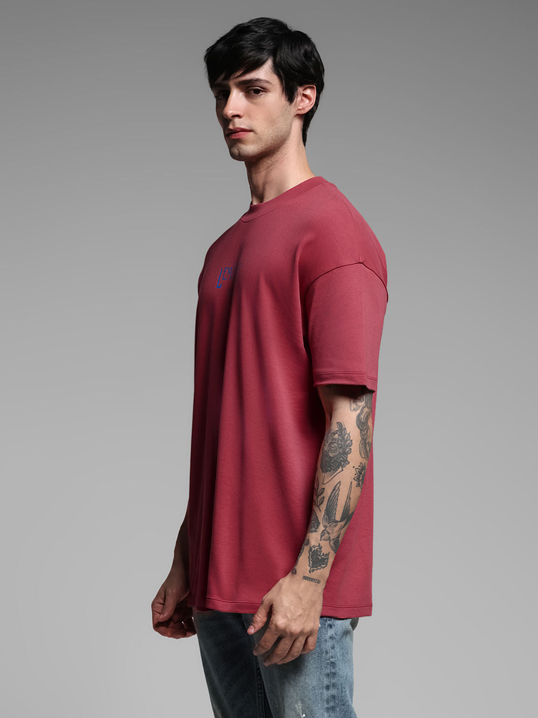 Dark Pink Cotton Oversized T-shirt