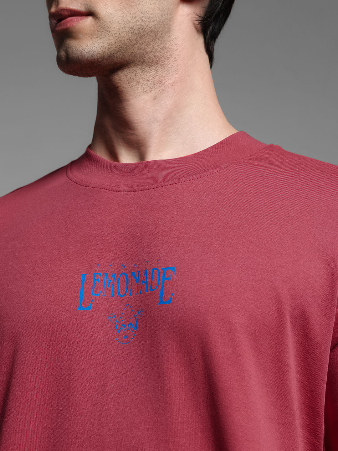 Dark Pink Cotton Oversized T-shirt