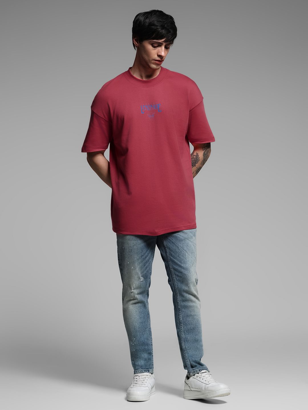 Dark Pink Cotton Oversized T-shirt