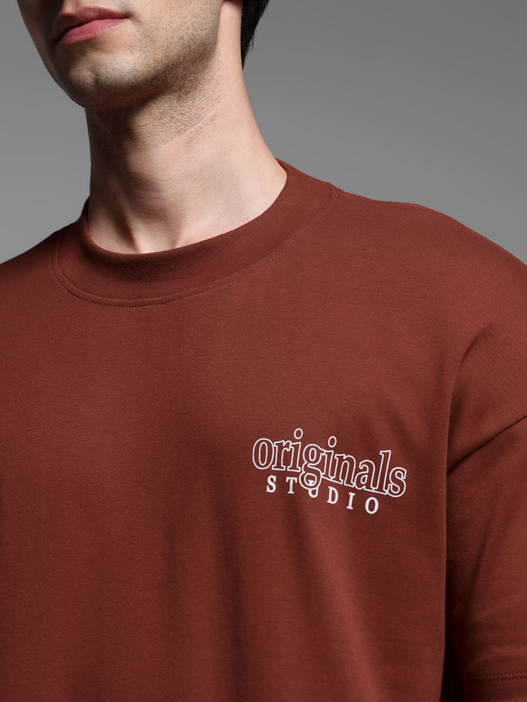 Brick Red Cotton Oversized T-shirt