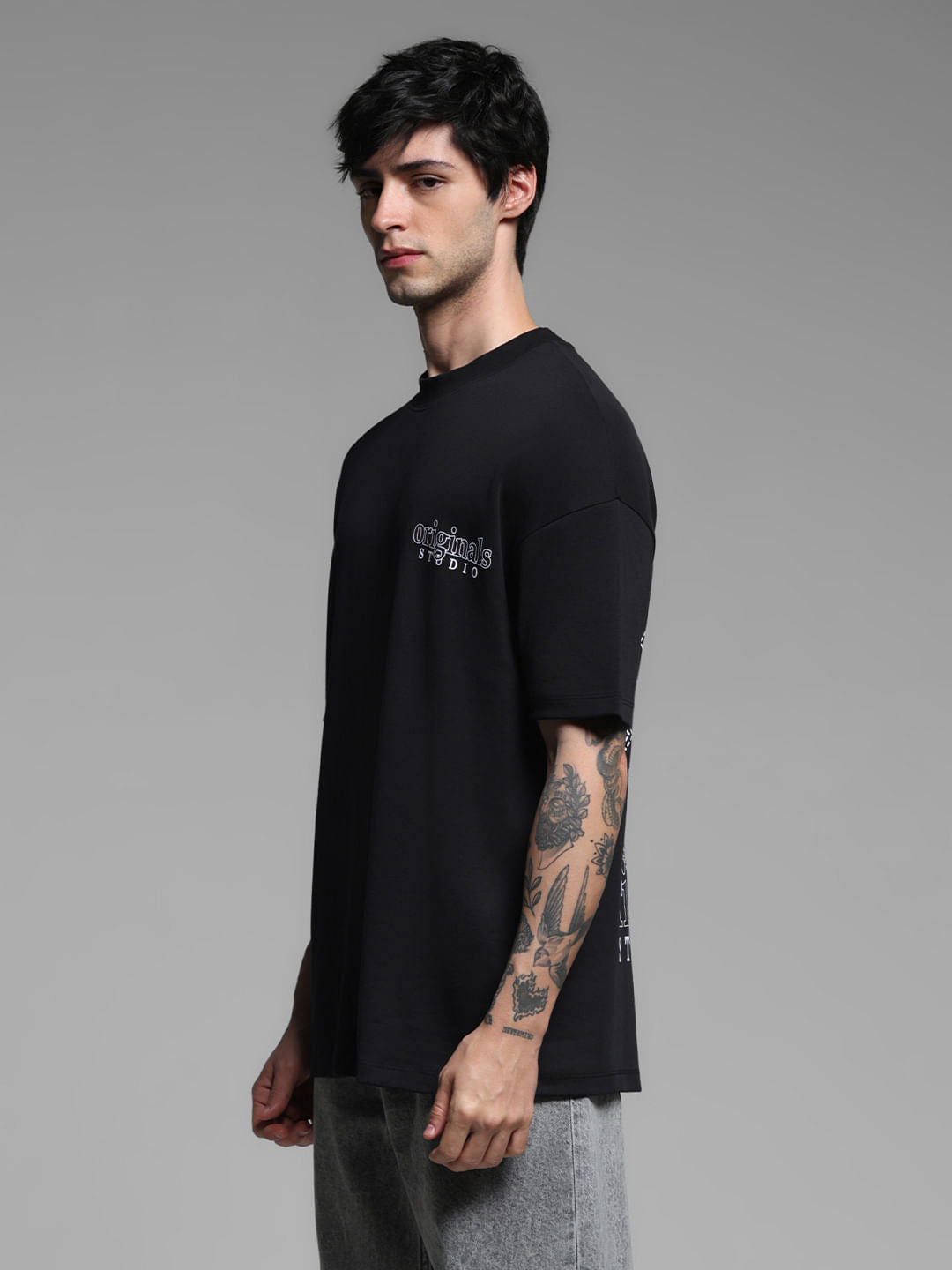 Black Cotton Oversized T-shirt