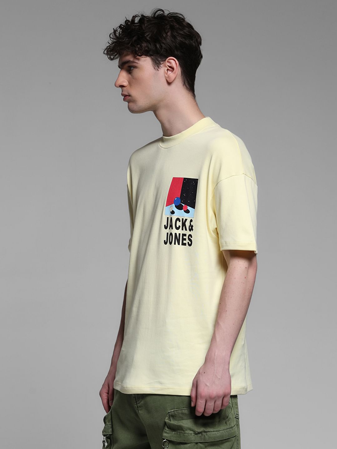 YELLOW LOGO PRINT OVERSIZE T-SHIRT