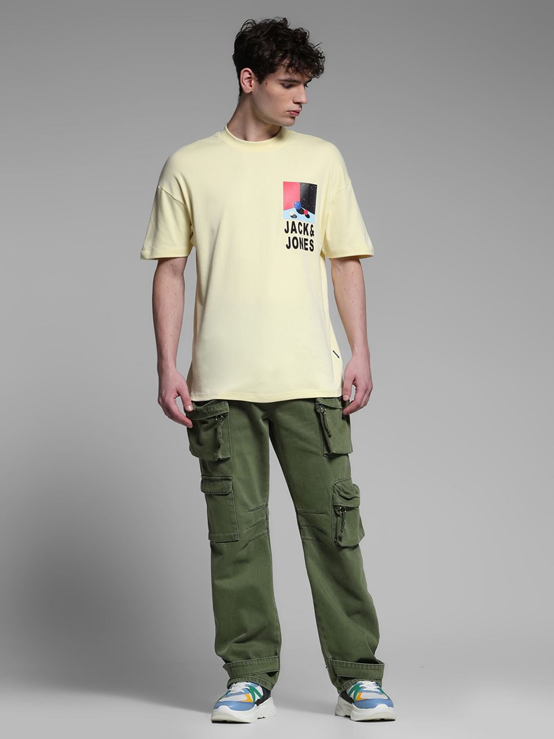 YELLOW LOGO PRINT OVERSIZE T-SHIRT