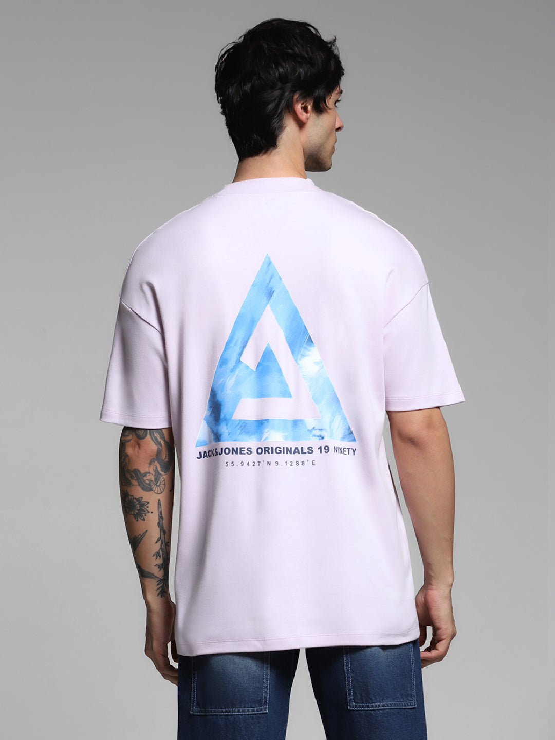 Men's Cotton Oversized Graphic Crew Neck T-Shirt - Lavender