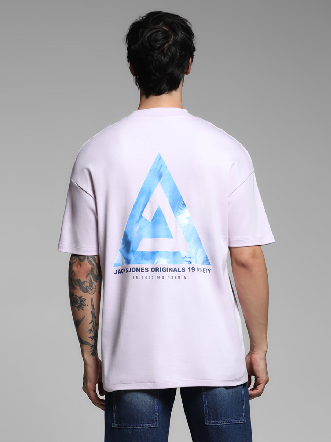 Men's Cotton Oversized Graphic Crew Neck T-Shirt - Lavender