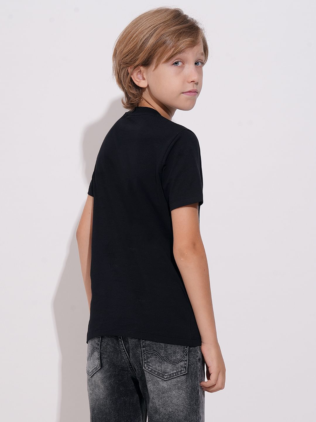 Boys Black Doggo Print T-shirt