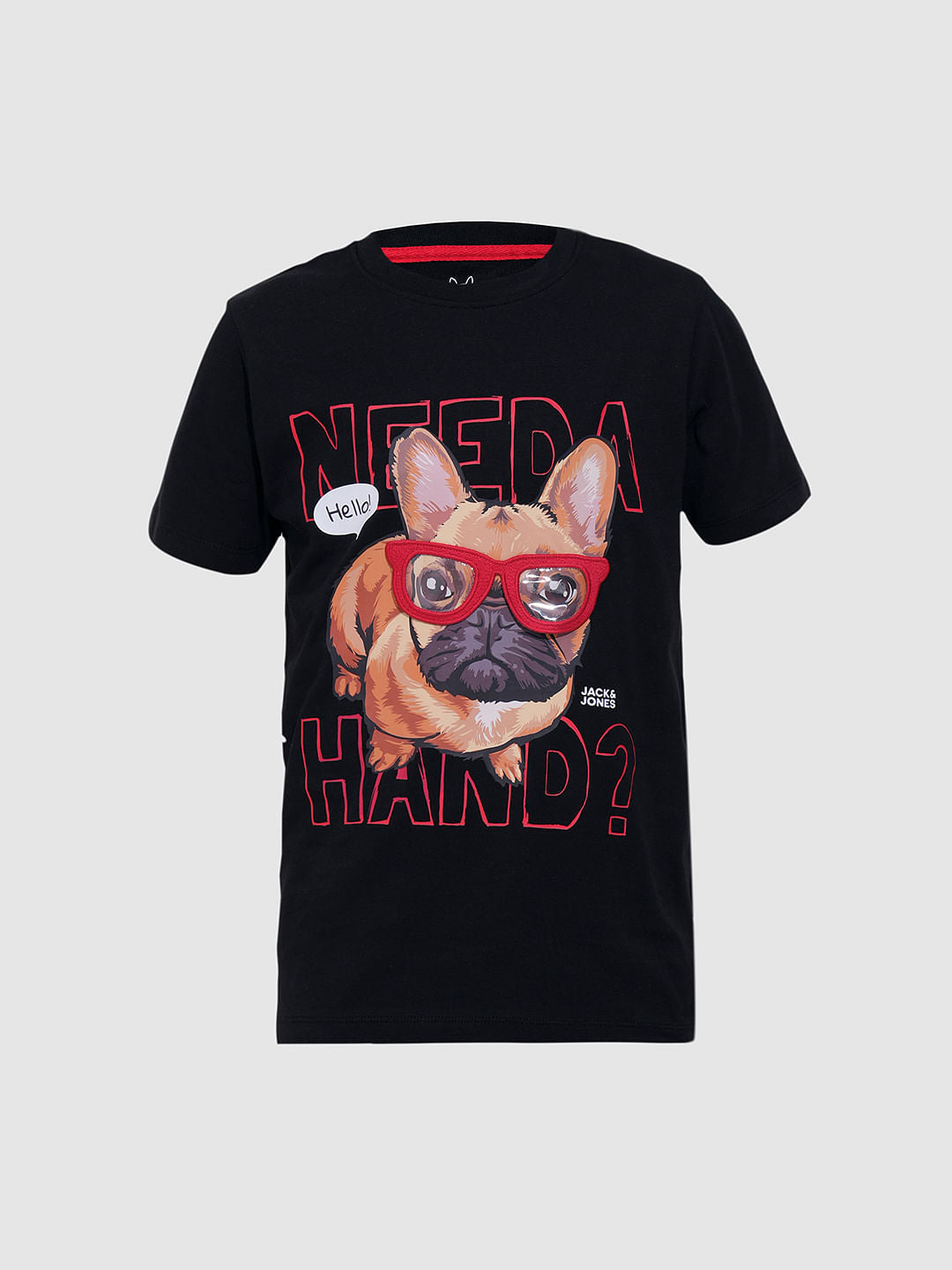 Boys Black Doggo Print T-shirt