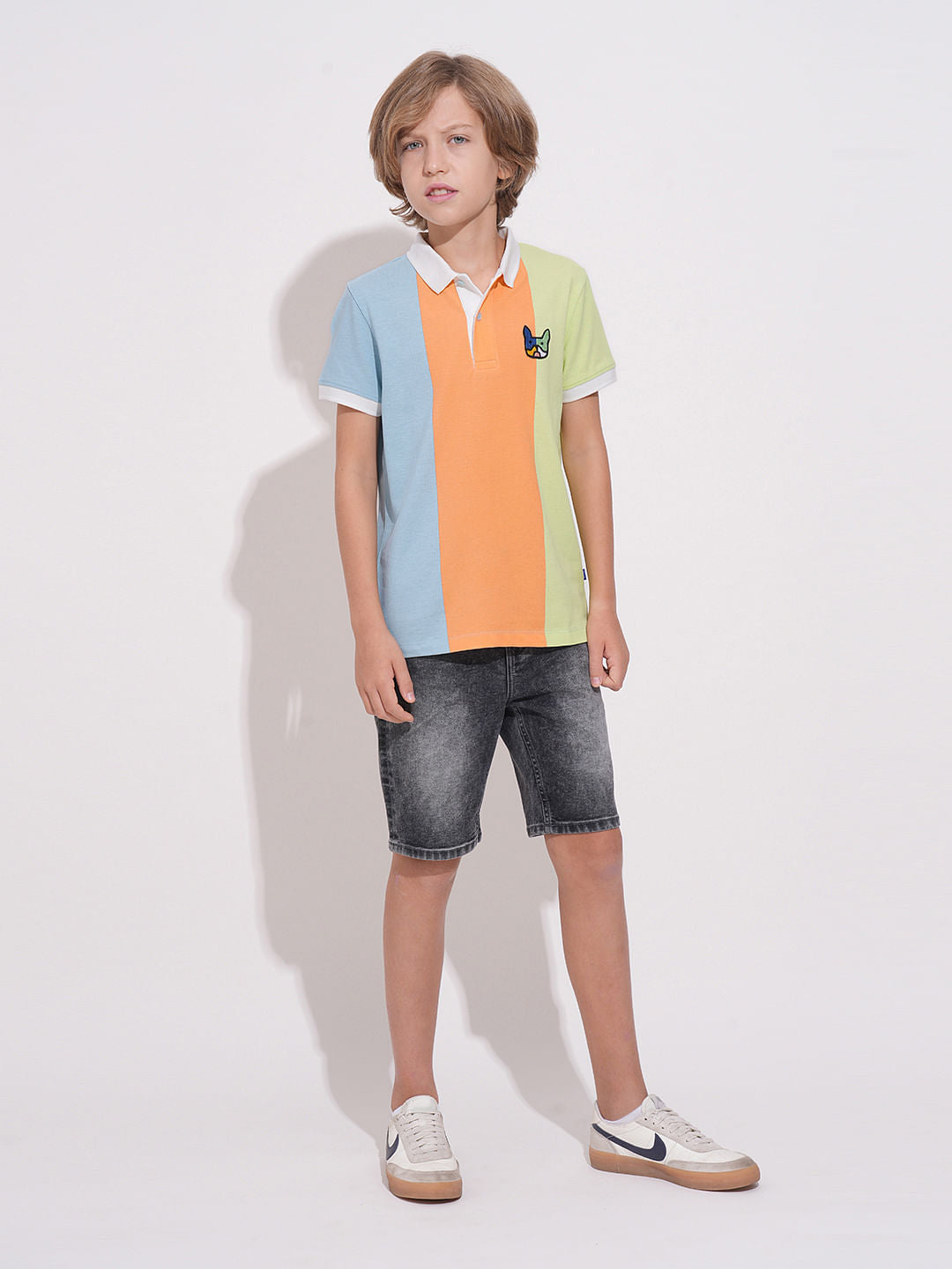 Boys Peach Colourblocked Polo