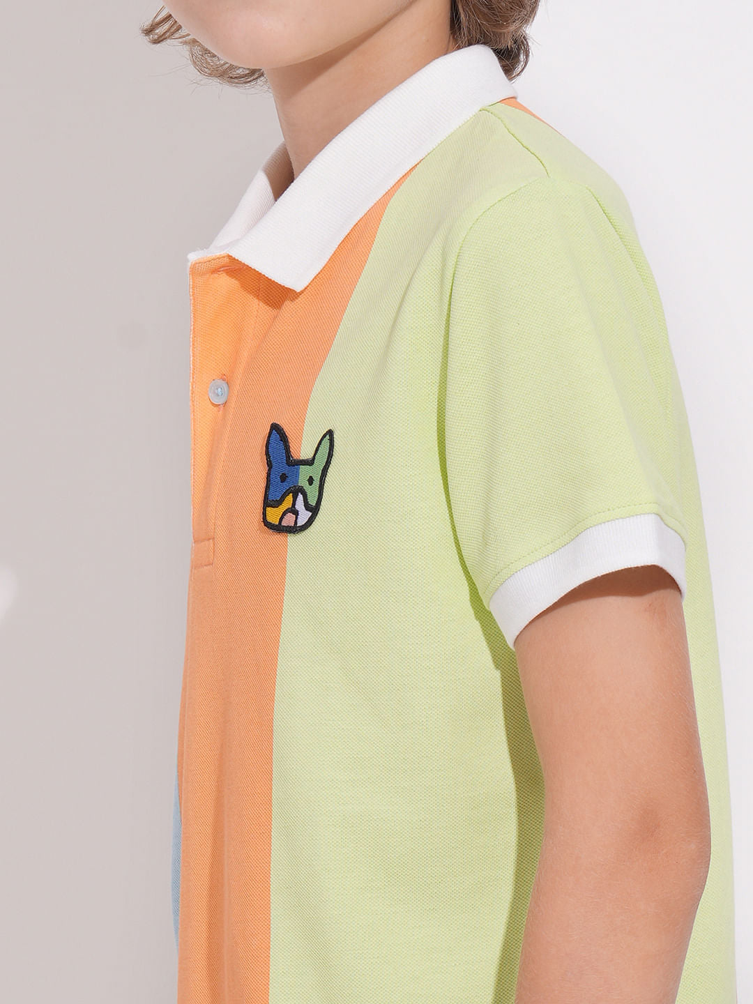 Boys Peach Colourblocked Polo
