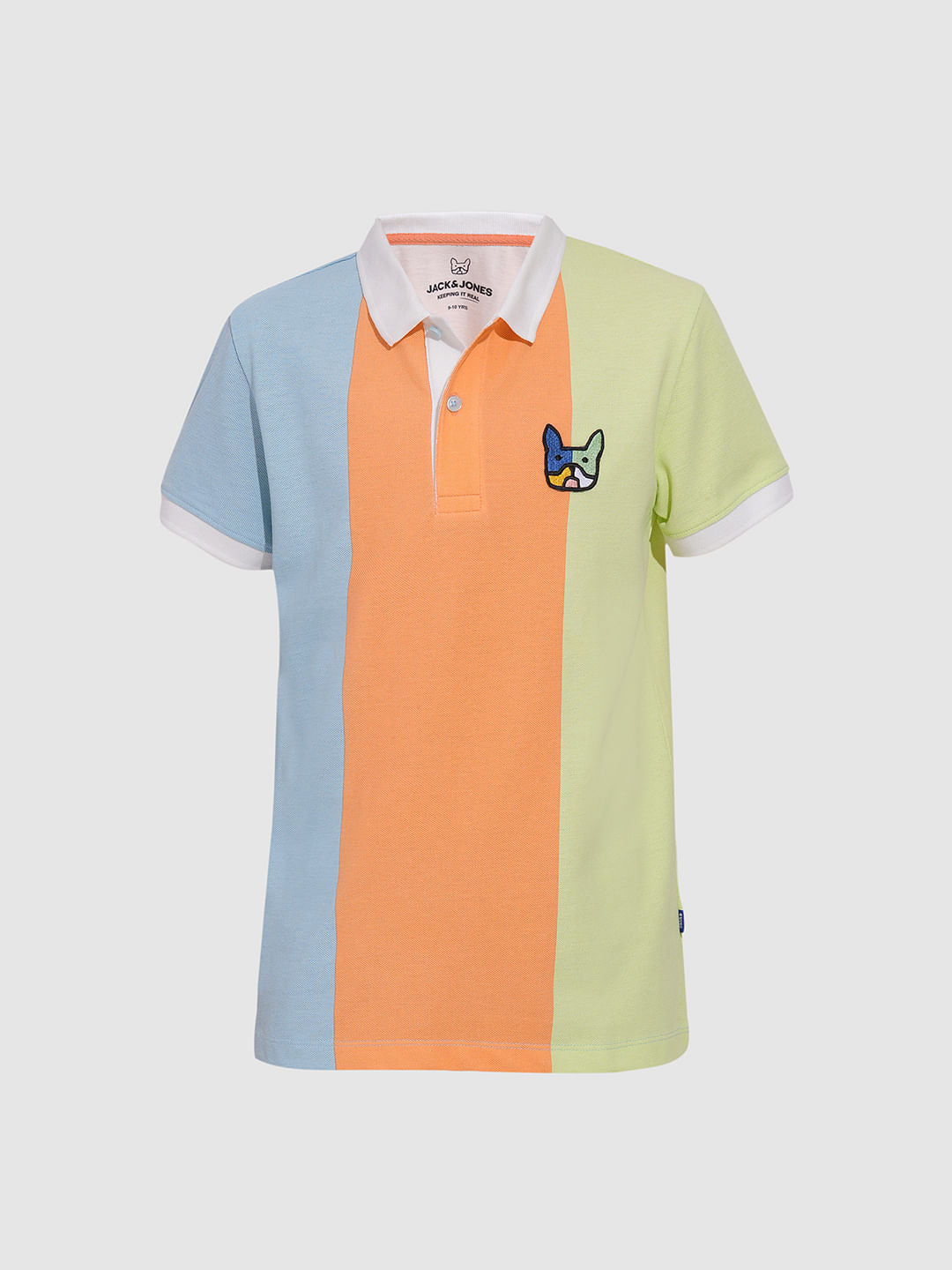 Boys Peach Colourblocked Polo