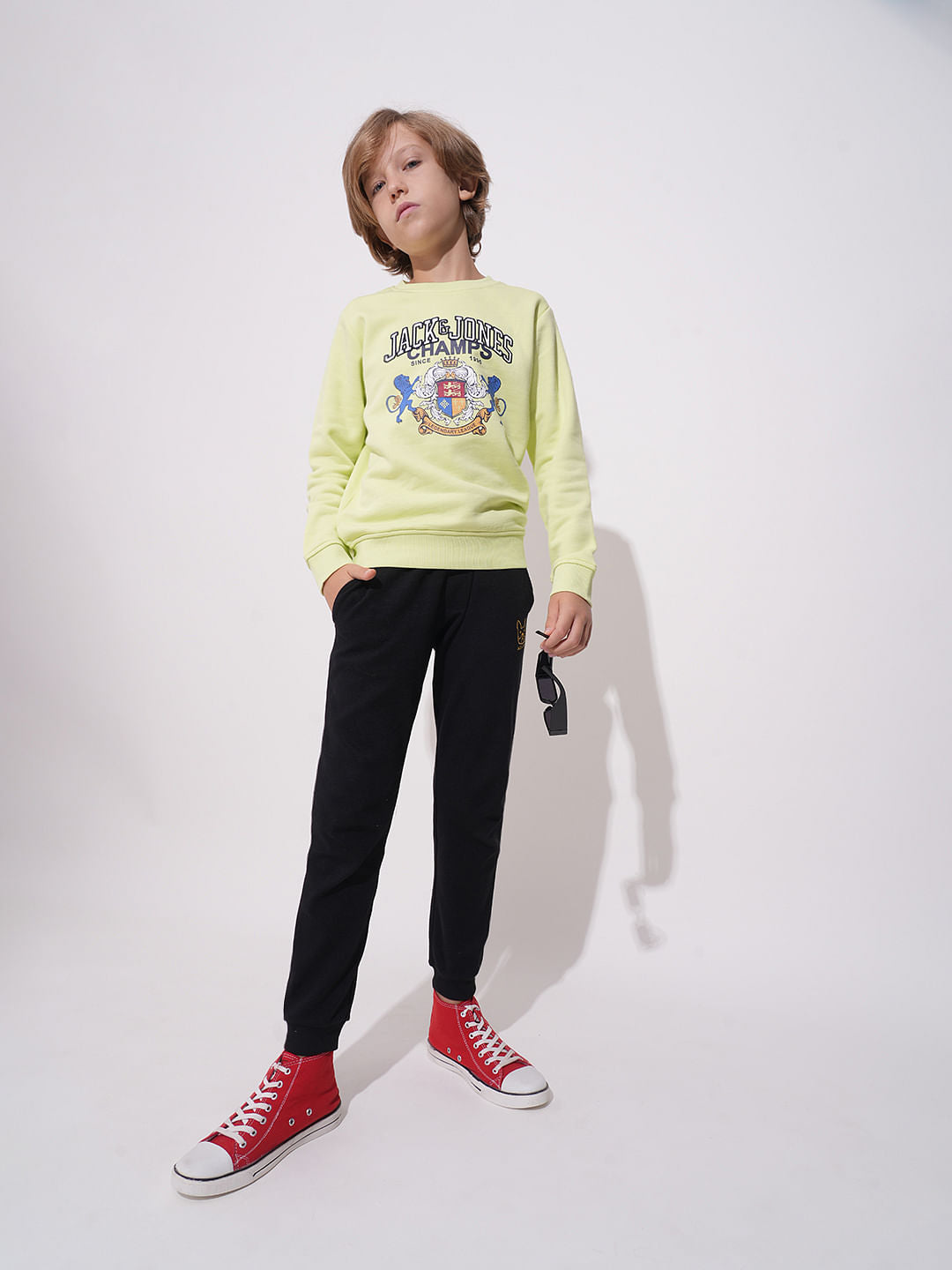 Boys Black Textured Sweatpants