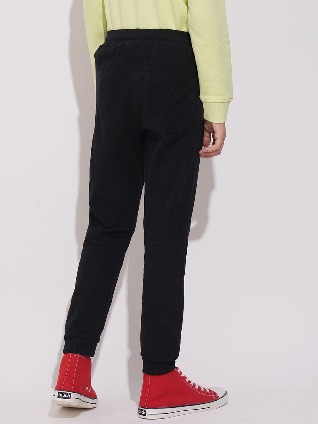 Boys Black Textured Sweatpants