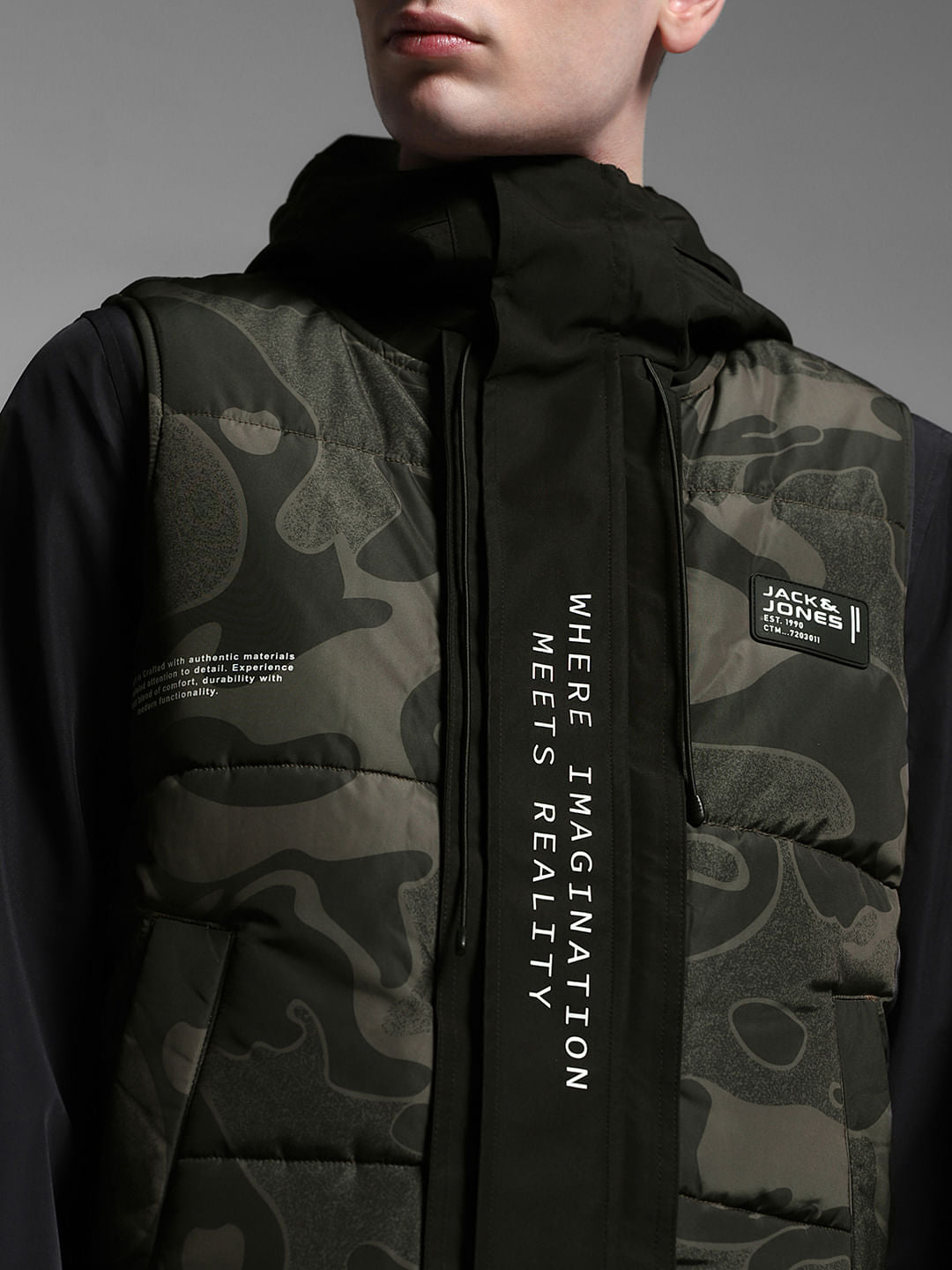 Green Camo Print Hooded Jacket