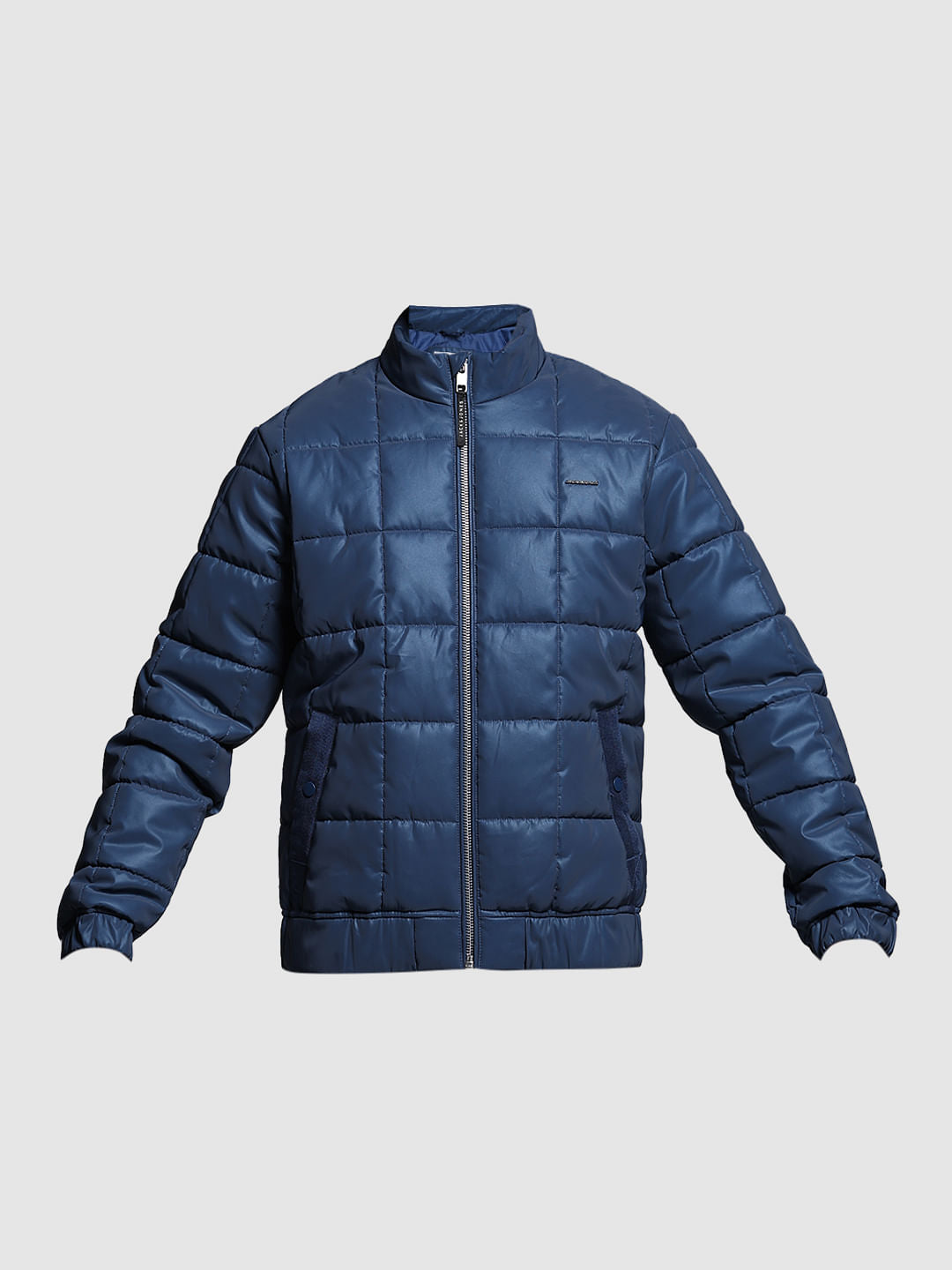 Blue High Neck Puffer Jacket