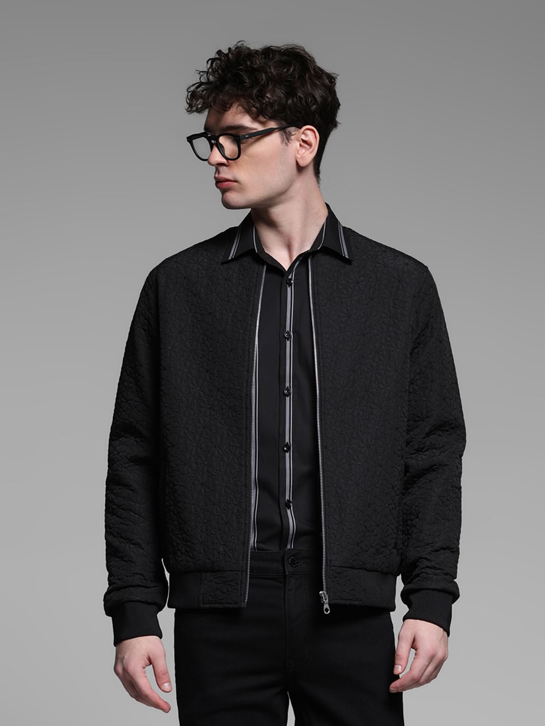 BLACK BOMBER JACKET - Main Image
