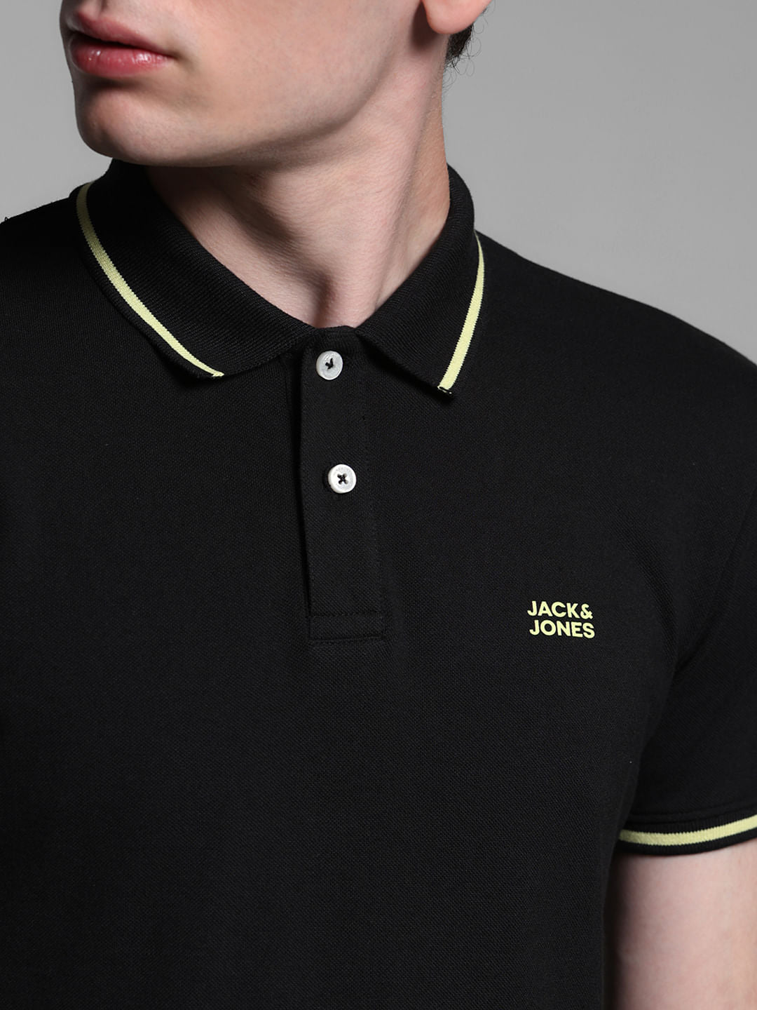 BLACK LOGO PRINT POLO