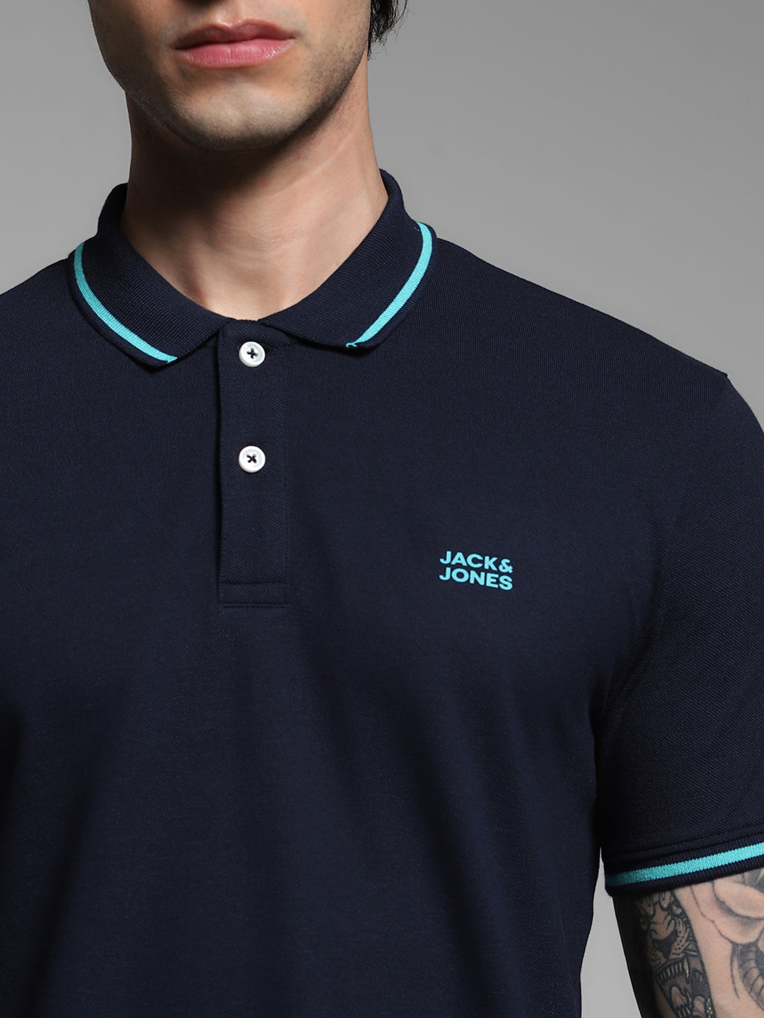 Navy Contrast Tipped Polo