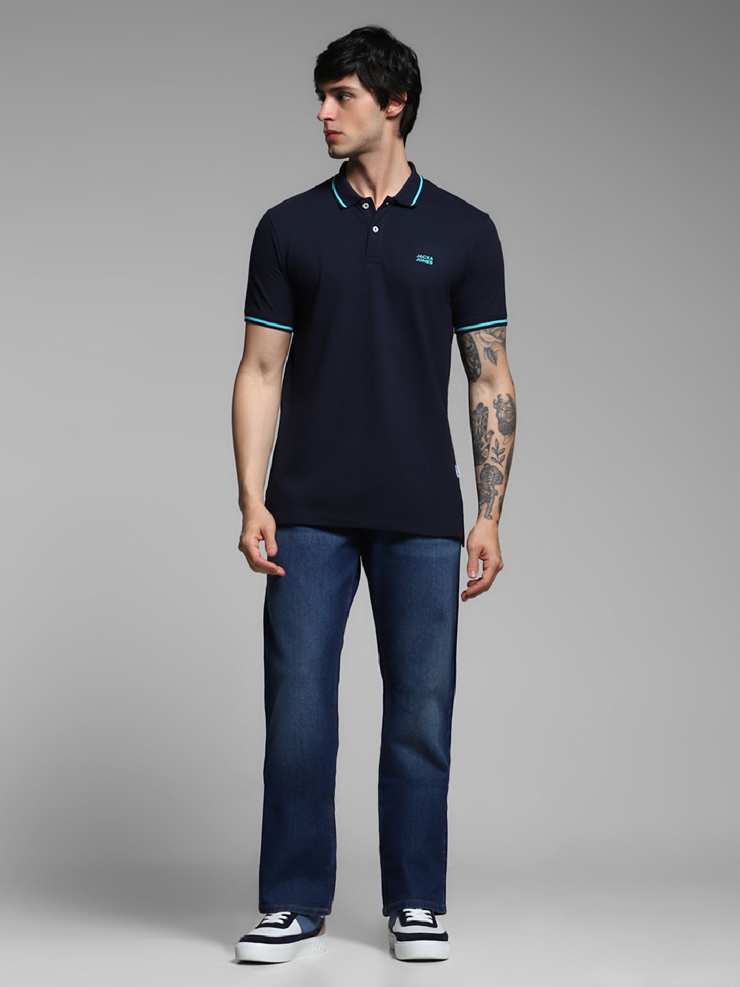Navy Contrast Tipped Polo