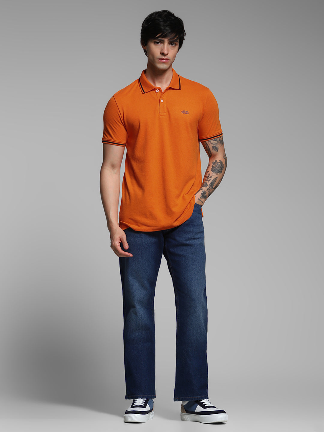 Orange Contrast Tipped Polo