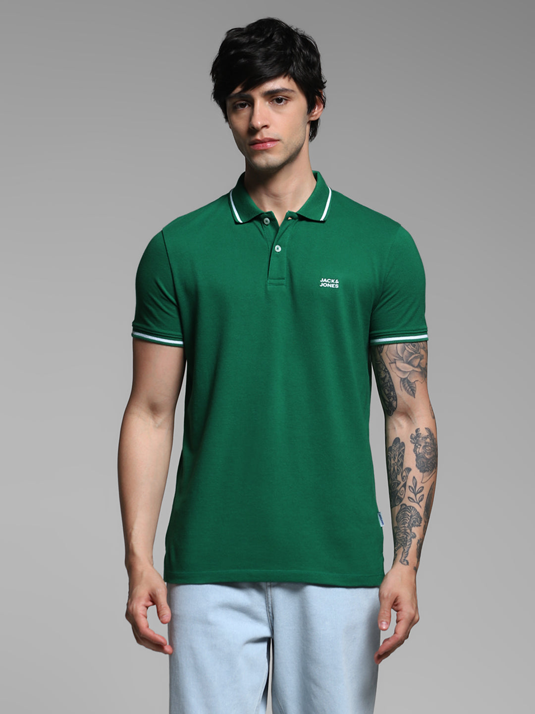 Green Contrast Tipped Polo