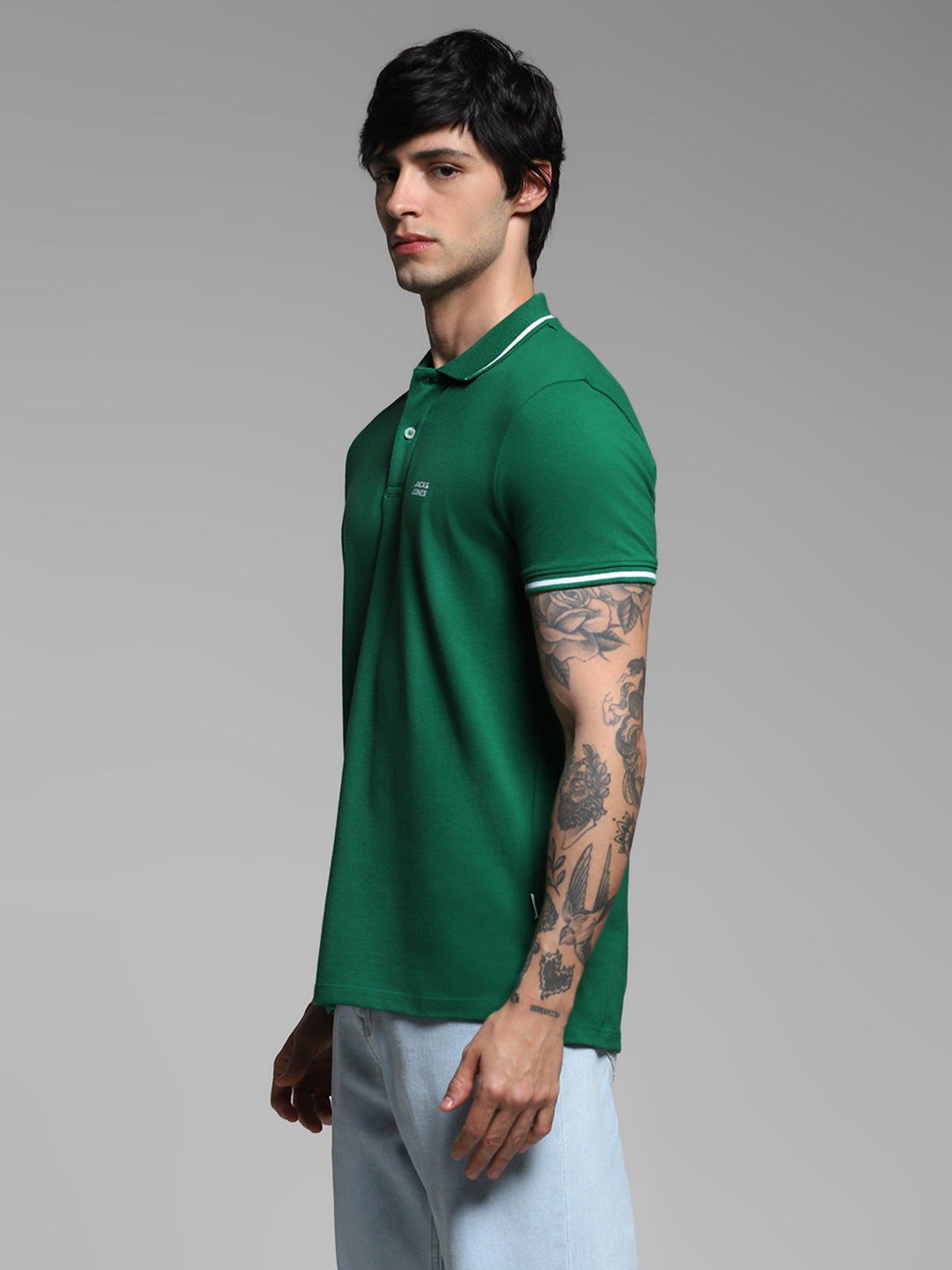 Green Contrast Tipped Polo