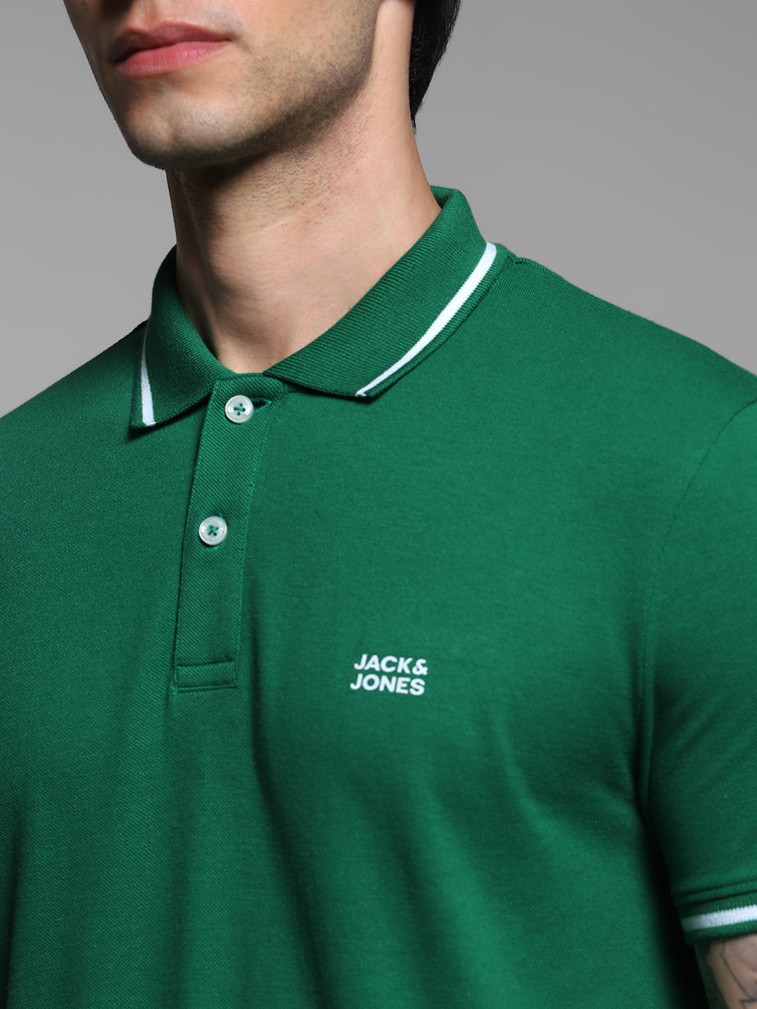 Green Contrast Tipped Polo