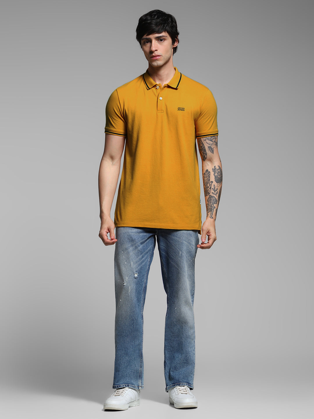 Yellow Contrast Tipped Polo