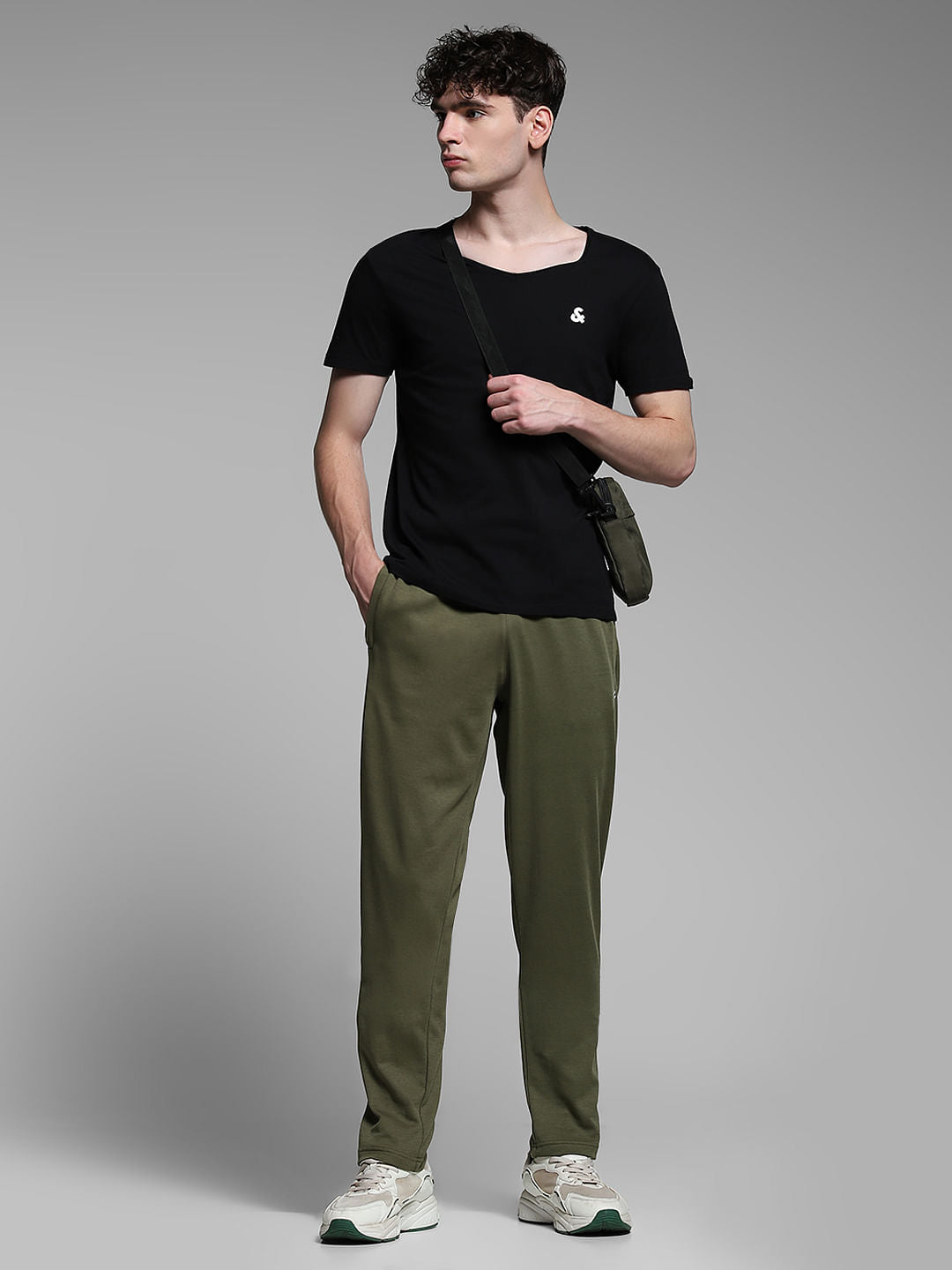 Olive Cotton Slim Fit Trackpants